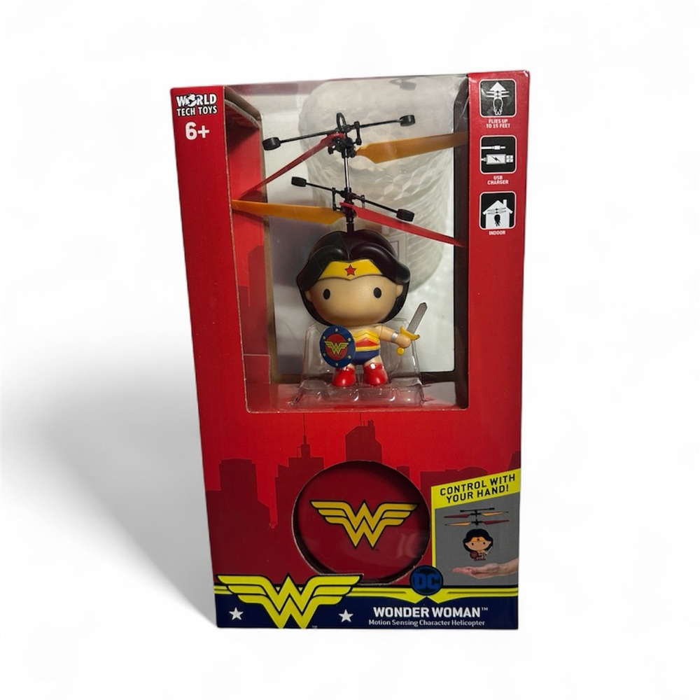 Wonder Woman Flying Helicopter Toy - Red and Yellow